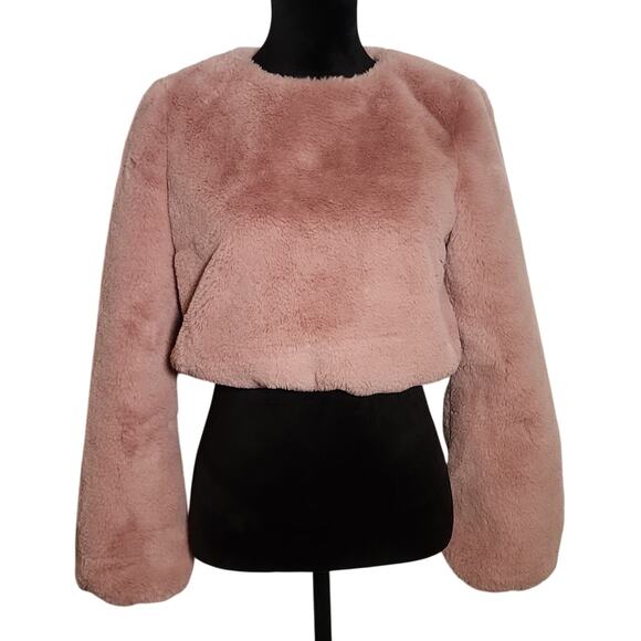 Lovers + Friends Sweaters - LOVERS + FRIENDS Revolve Teagan Faux Fur Cropped Pink Sweater, Size XS